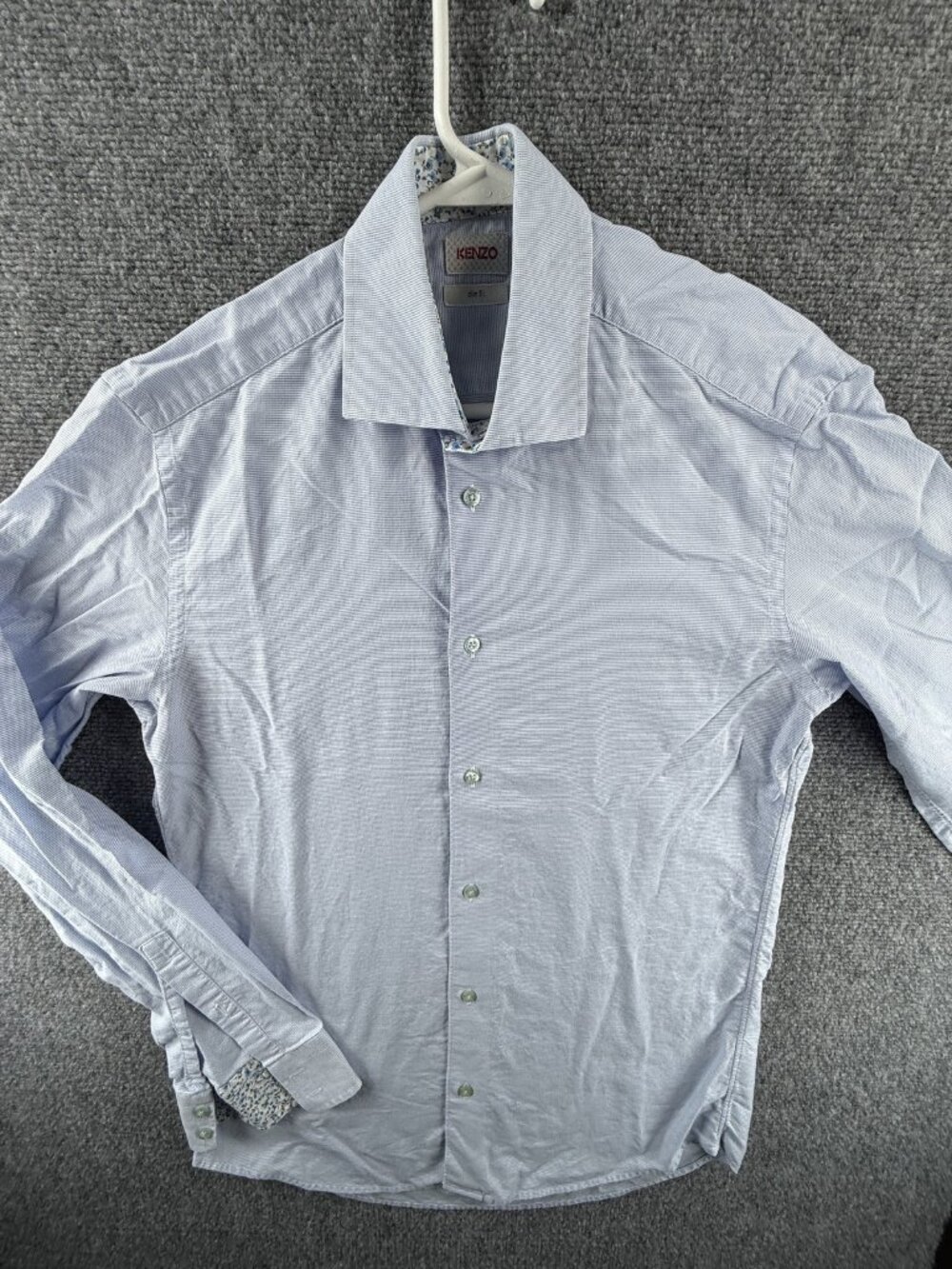 Kenzo Striped Slim 15.75 Blue Long Sleeve Button Up Men Shirt Spread Adult